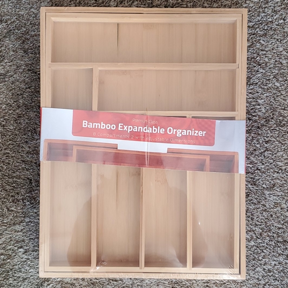 💙BAMBOO EXPANDABLE SILVERWARE DRAWER ORGANIZER
